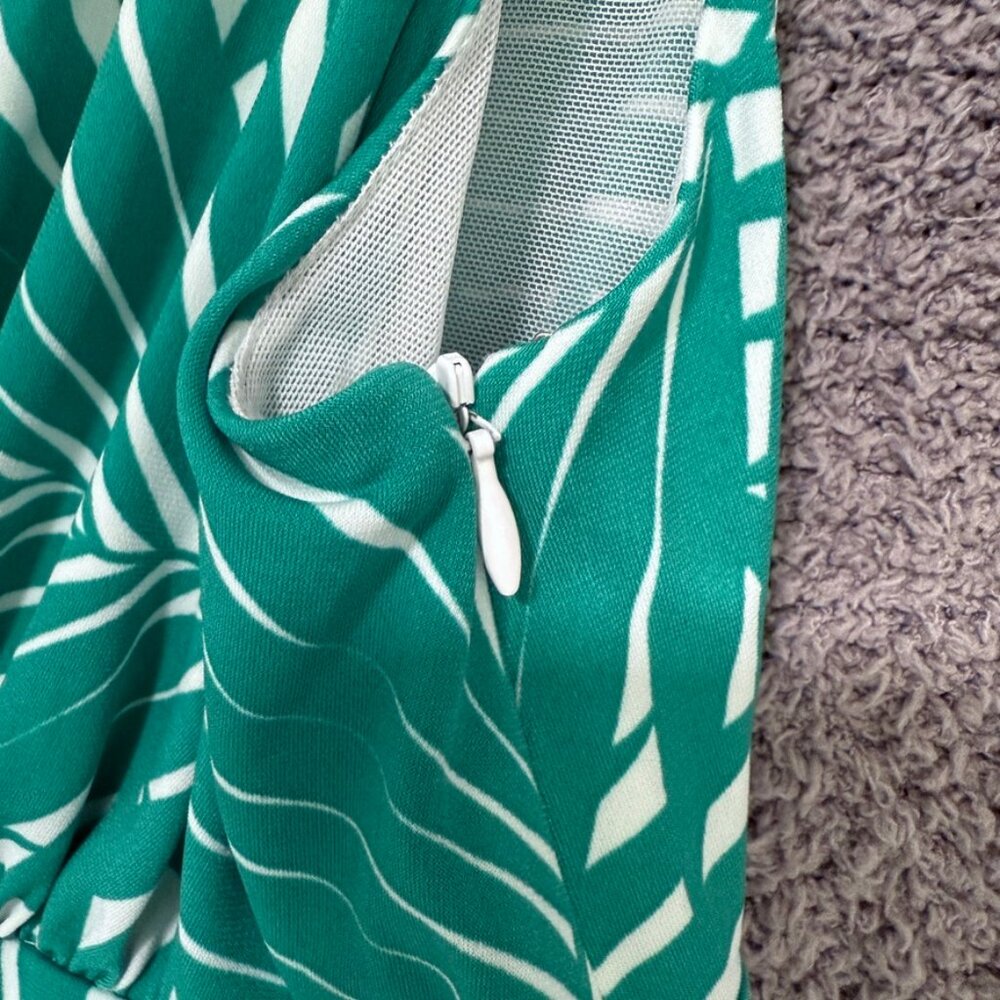 Nicole Miller Tropical Palm Print Jersey double V-neck dress Med - Picture 9 of 10